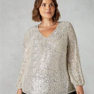 Reitmans Women's Shimmering Silver Blouse